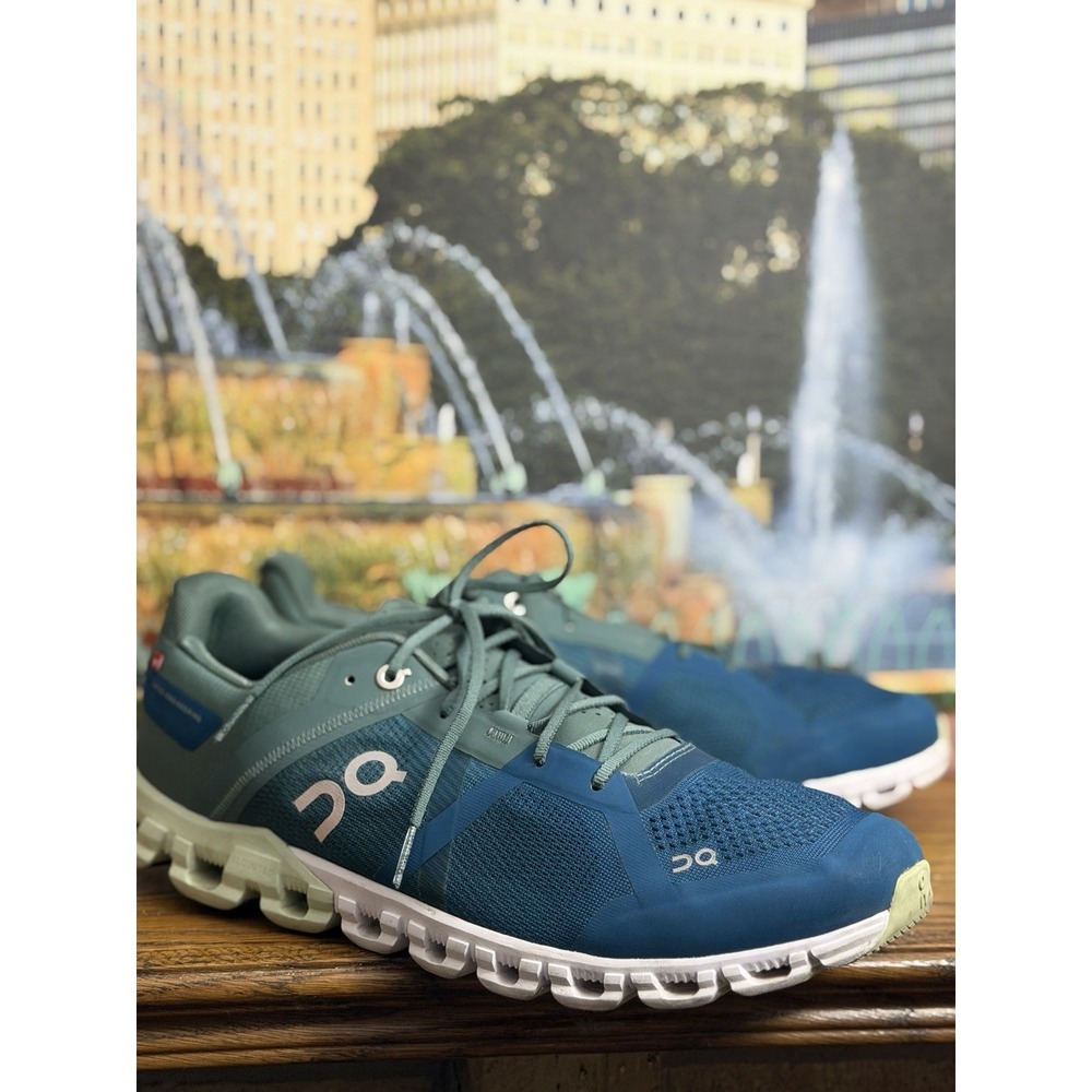 On Cloud Cloudflow Blue Grn Run Sneaker Walking Shoe Swiss Lightweight Mens 11.5 - Picture 2 of 7
